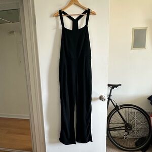 Enza Costa Black Designer Wide Leg Overalls Jumpsuit size 2 EUC
